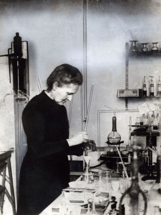 Marie Curie in her laboratory