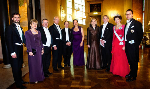 The Swedish Royal Family receive the Laureates and their significant others in the Prince's